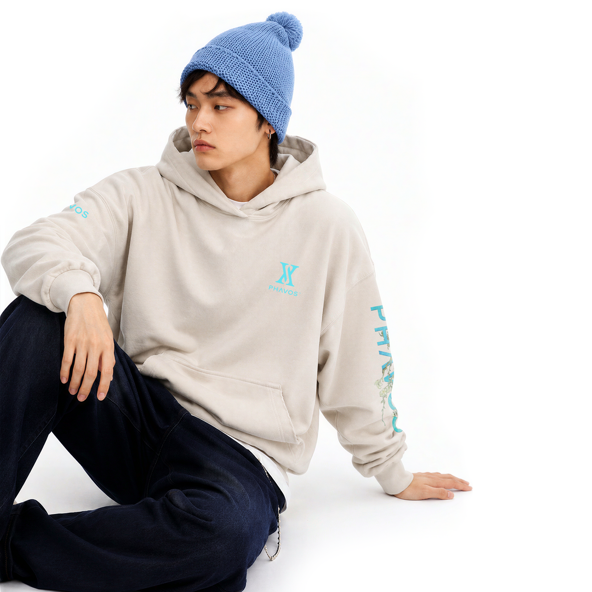 PHAVOS™ -Almond Bloom- Distressed Hoodie